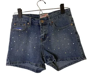 Jeans D. Blue Jewel Studded Stretch Denim Jean Shorts Women Sz S thumbnail 1