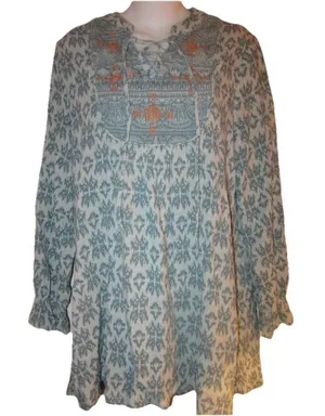 Hayden Los Angeles Boho‎ Tribal Print Dress Gauze Hi-Low Tunic 2 Xl thumbnail 1