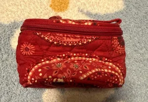 Vera Bradley Red Quilted Cosmetic Bag thumbnail 1