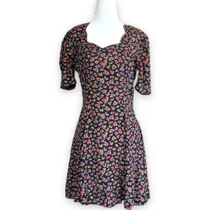Rampage Vintage 90s Dress‎ Black Dark Floral Sweetheart Neckline Mini Forrest Fairy Boho thumbnail 12