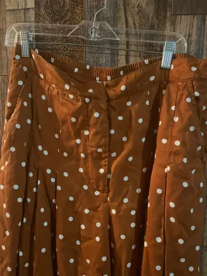 Anthropology balloon joggers brown with polka dots size large thumbnail 5