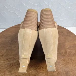 Toms Womens Kelsey Booties 6 Beige Leather Suede Round Toe Slip On Ankle Wedge thumbnail 10