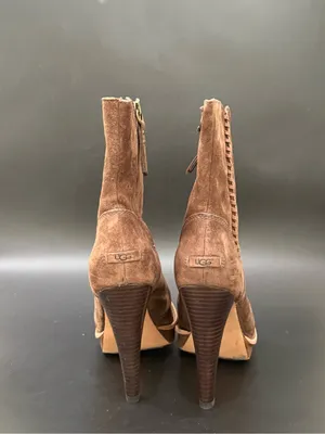 UGG Australia Brown Suede Bianka Heeled Booties 8 thumbnail 4