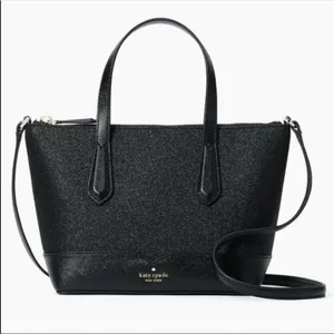 Kate Spade Black Glitter Tote Crossbody Satchel NWT thumbnail 6