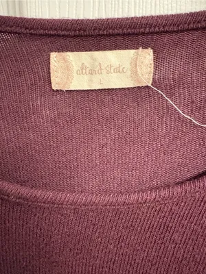NWOT Altar’d State Maroon Blouse W/ Bell Sleeves & Lace Detail Size Large thumbnail 2
