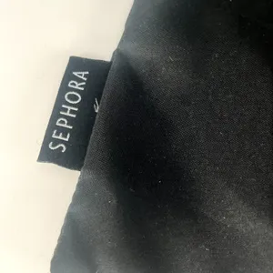 Sephora Oh What Fun Drawstring Nylon MakeUp Delicates Travel Bag Black Gold New thumbnail 3