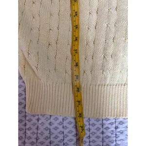 Vintage Benetton Yellow Cable Knit Sweater Vest Italy 100% Cotton V-Neck‎ Est. M thumbnail 5