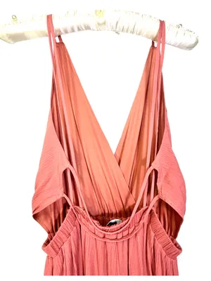 LULUS Women’s Lost In Paradise Rusty Rose V-neck Maxi Dress Size Medium thumbnail 13