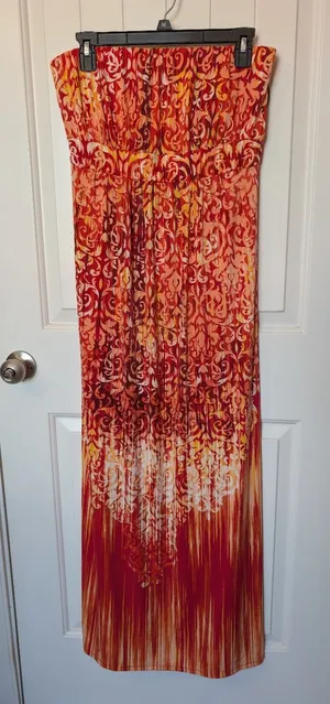 NWT Soma Dressed Up Vanessa Strapless Dress Large Red/Orange thumbnail 1