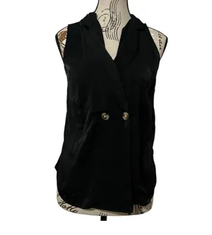 Express Black Double Breasted Vest Blazer Sleeveless Jacket Women's Size Small thumbnail 2