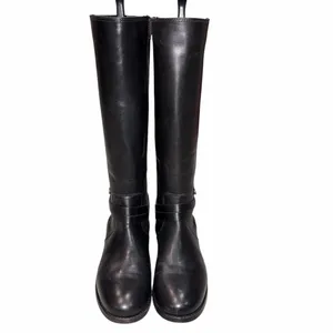 Frye Melissa Belted Black Leather Tall Riding Boots Shoes size 6 thumbnail 3