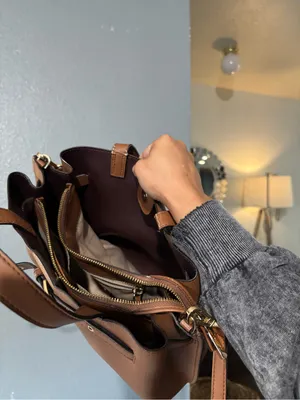 Michael Kors Brown Pebbled Leather Belted Satchel Crossbody Bag thumbnail 10