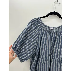 Old‎ Navy Blue Stripe Peasant Top XXL Cottagecore Puff Sleeve Babydoll thumbnail 4