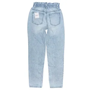 Forever 21 Paperbag Waist Light Wash High Rise Straight Tapered Jeans XS NWT thumbnail 2