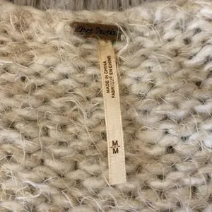 Free People Linus fuzzy striped sweater cotton wool blend in natural M thumbnail 4
