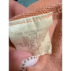 Vintage 90s Elements Spiegel Peach Cotton Knit Scoop Neck T-Shirt Dress Large thumbnail 5