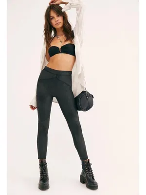 Free People Midnight Vegan Suede Skinny Pants Black High Rise M thumbnail 4