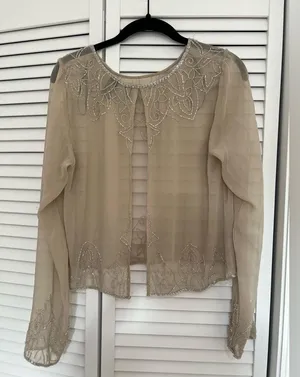 Buckle Sheer Long Sleeve Top with Beading thumbnail 2