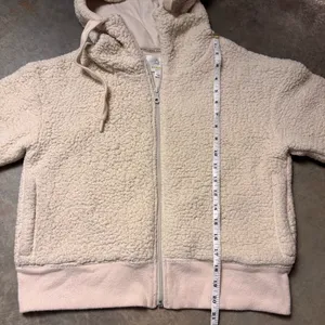 Aerie Offline Coat Womens Small CreamSherpa lined Teddy Bear Hoodie Jacket thumbnail 3