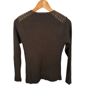 Vintage Y2K Escapade Sweater Full Zip Suede Brown Long Sleeve Womens‎ Small thumbnail 5