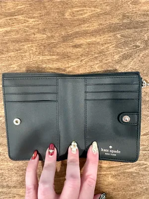 kate spade Black Floral Zip-Around Card Wallet thumbnail 3