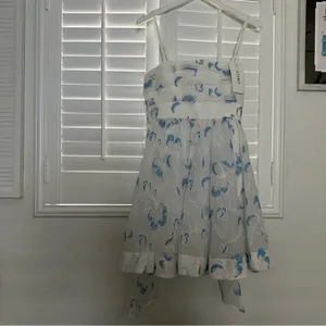 Likely Kia Dress 8 White Blue Organza Floral Flare Tie Back Bridal Bride thumbnail 5