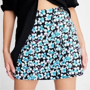 Future Collective Wrap Cargo Skirt Womens Size‎ 0 Linen Blue Ditsy Floral NEW thumbnail 1