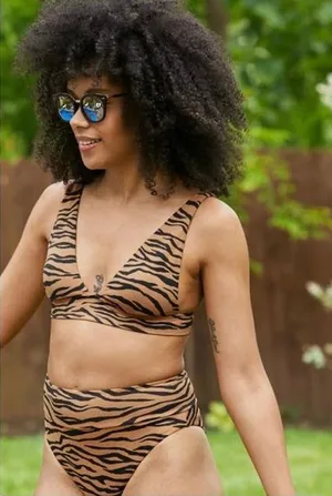 Aerie Pique Animal Print Bikini Small thumbnail 1