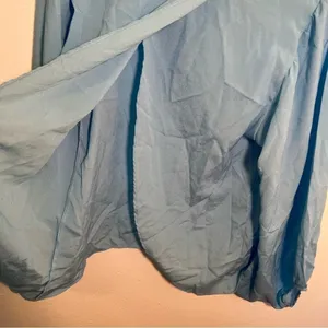 Coco Love Women's Size Large‎ Long Sleeve Blouse Light Blue Wrap Back Round Neck thumbnail 11