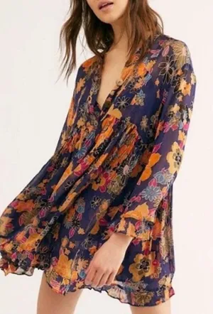 Free‎ People Everything and More Floral Tunic Dress Sz XS thumbnail 1