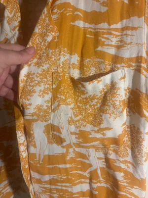 Reformation Yellow Cuban Print Collared Shirt thumbnail 2
