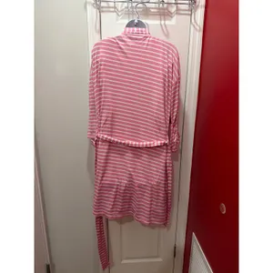 Draper‎ James Pajama Set Women Pink Striped Robe Nightgown S thumbnail 3