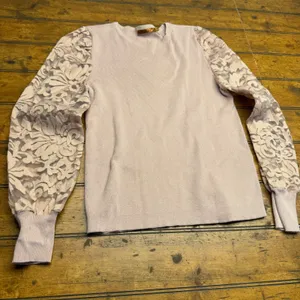 Bellini Womens Lavender Lace Sleeve Sweater Pullover Knit Top Size M‎ thumbnail 1