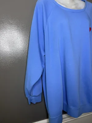 Ava & Viv Sweatshirt Womens 3X Blue Heart Embroidered Fleece Raglan Pullover thumbnail 3
