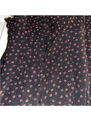 Abercrombie & Fitch Black Ditsy Floral Crop Top Long Sleeve Square Neck XS Bran thumbnail 6