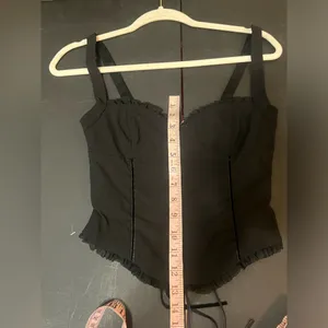 Tiger Mist XC Lace Up Black Crop Corset Blouse thumbnail 4