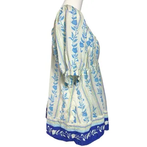 Free People Bohemian 70s Block Print Santorini Printed Babydoll Tunic Size Large thumbnail 4