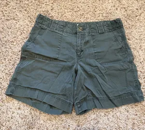 Dockers Women Olive Green Low Rise Slightly Curvy Chino Shorts Size 12 thumbnail 1