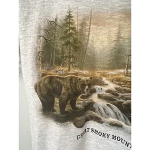 Vintage Jerzees Small T-Shirt Great Smoky Mountains, TN Gray Bear Womens Cotton thumbnail 3