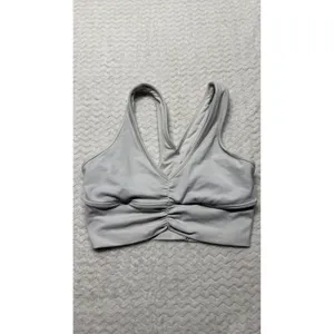 Alo Yoga Wild Thing Ruched V-Neck Sports Bra Light Gray Small W7135R thumbnail 4