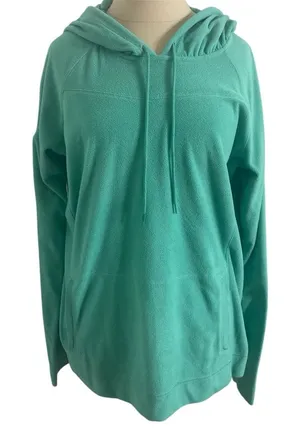 Columbia Size L Lightweight Fleece Jacket Solid Turquoise Long Sleeve Hoodie thumbnail 1