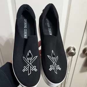 Opening Ceremony Black Cici Varsity Platform Embroidered Sneaker Quiet Luxury thumbnail 2