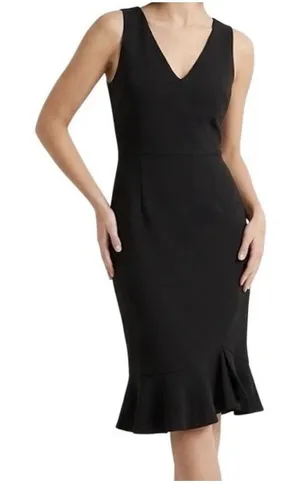 Betsey Johnson Scuba Crepe Dress Sheath Flirty Ruffle‎ Hem Size 12 Black thumbnail 1