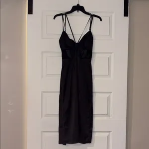 By Anthropologie Black Mesh Slip Dress, NWT thumbnail 4
