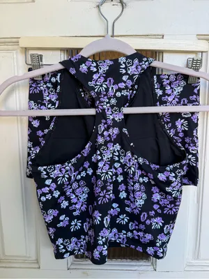 knix‎ Black Floral High-Neck Swim Set with Pink & White Flowers thumbnail 7