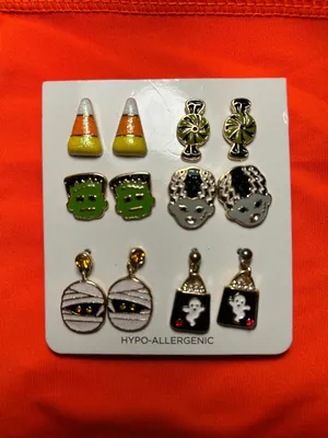 New Halloween Stud Earring Set Frankenstein Bride of Frank Mummy Ghosts Candy thumbnail 2