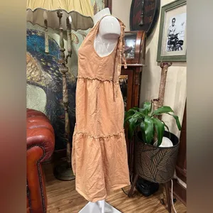 Petal + Pup Linen Blend Tiered Midi Dress Size 4 Apricot thumbnail 5