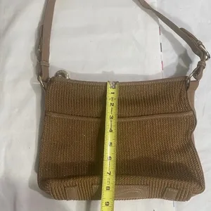 The Sak Brown Woven Straw Shoulder Bag W/ Subtle Gold Glitter Boho Purse thumbnail 2
