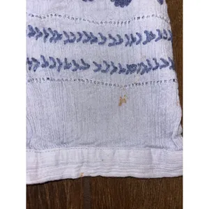 Tommy Bahama Tunic Top Size L Blue Embroidered Boho Gauze Peasant Blouse thumbnail 6