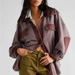 Free People North Star Shacket Oversized Textured Utility Jacket Rosewood thumbnail 1
